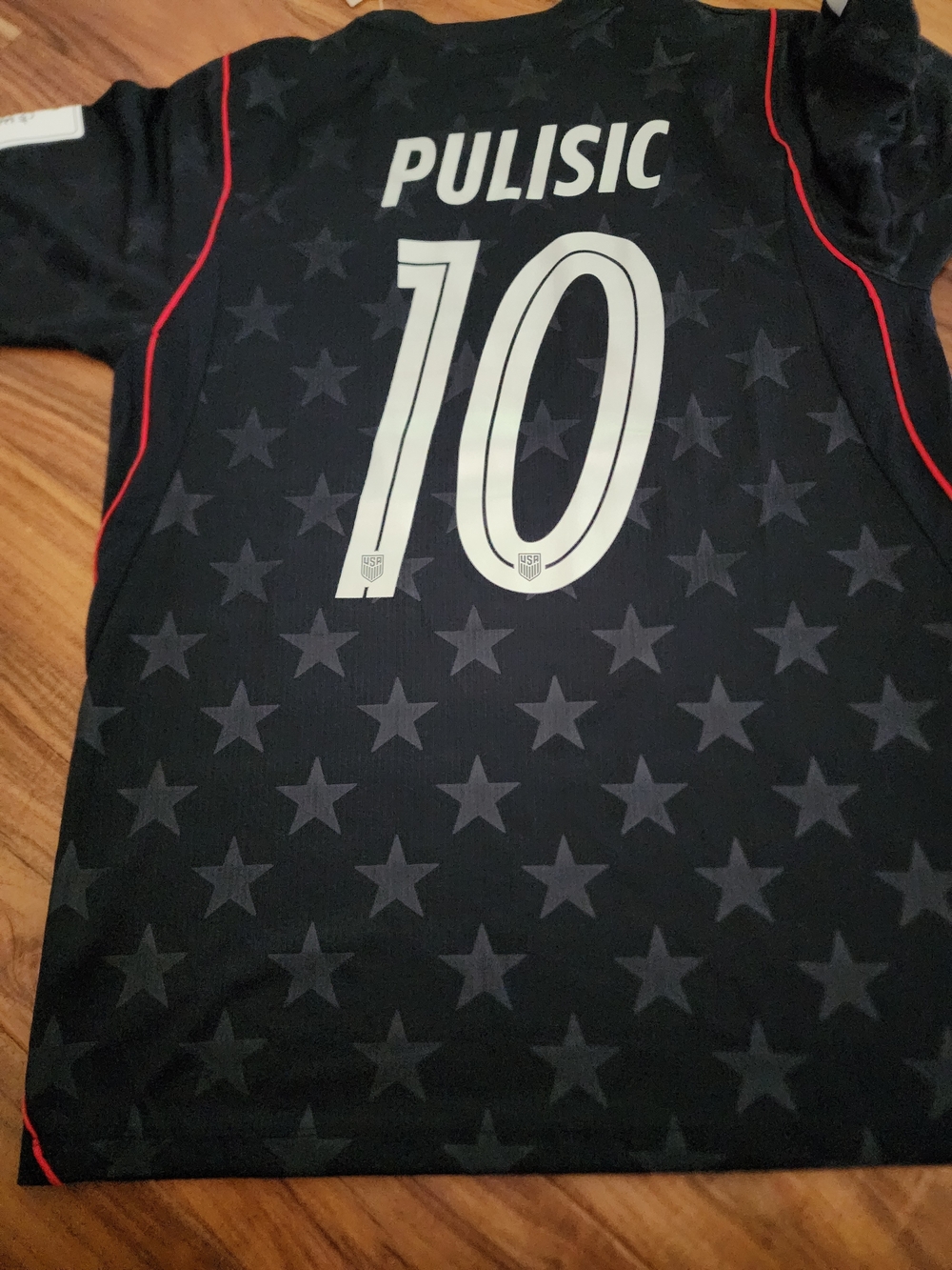 Pulisic #10 Black Soccer Jersey with Star Pattern